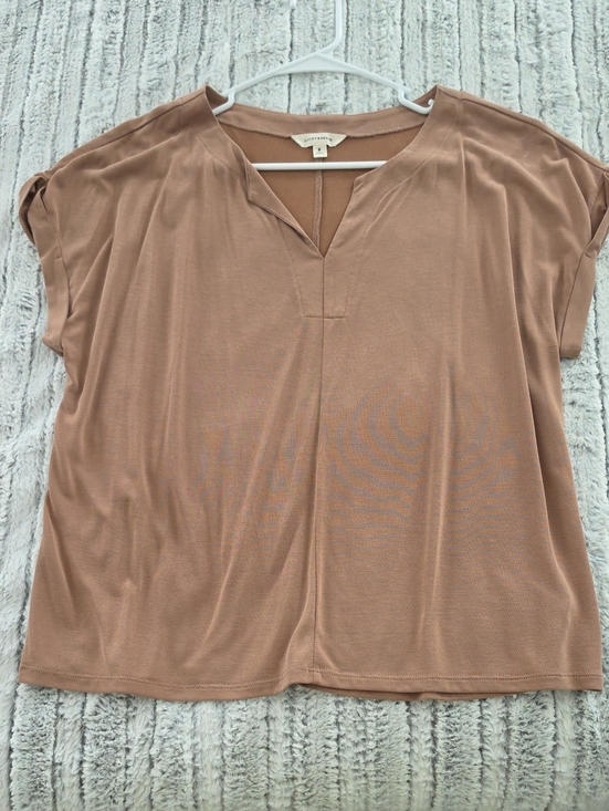 Lucky Brand Tops - Lucky Brand Taupe Split V-Neck Tunic Top